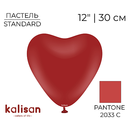 Серце KALISAN-КЛ 12" Пастель Глибокий Червоний | Standard Deep Red, фото 1