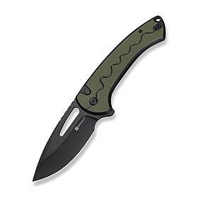 Складаний ніж Sencut Squiggy Black/Green, сталь 9Cr18MoV, G10 рукоять, EDC, Button Lock, кліпса