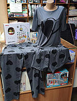 Піжама 3 в 1 комплект футболка мштани шорти графіт дуже зручна мякенька можна як костюм на вулицю