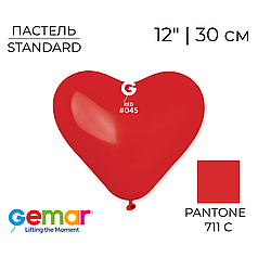Серце GEMAR-ДЖ 12" CR12 045 Пастель Яскраво-червоне | Standard Red