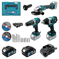 Набір акумуляторний PROFI-TEC Combo Set 3/4 (DHP485BL/PGA202BL/DTW800BL/2акум.20В 4Аг/зарядний/кейс)
