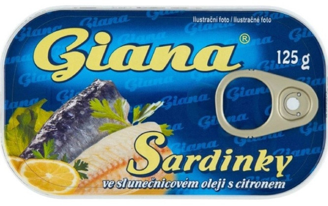 Сардини Giana в Маслі з Лимоном Джіана Sardines Sardinky v Oleji s Citronem 125 г Чехія
