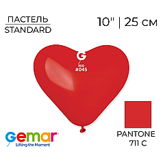 Серце GEMAR-ДЖ 10" CR 045 Пастель Червоне | Standard Red