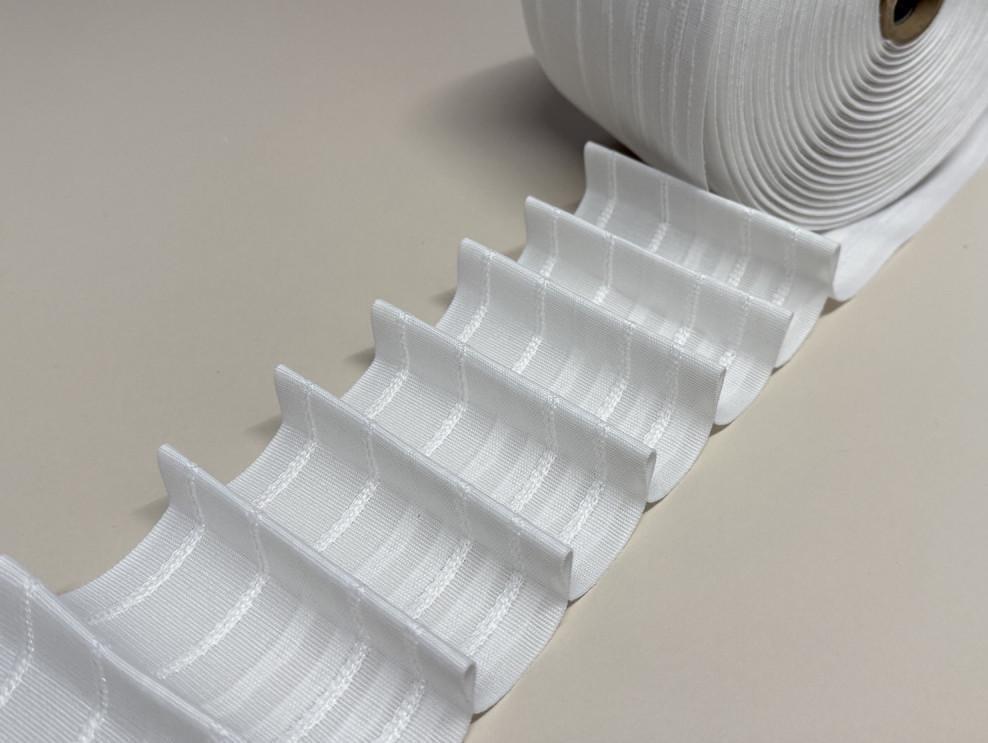 Рівномірна тасьма Біла Premium 10 см 1/2, фото 1