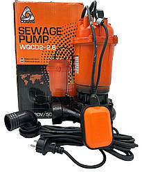 Насос фекальний Delta WQCD 2-2,6 з подрібнювачем-ножем, чавун 2" з поплавцем P=2,6 кВт, Q=18м3год, H=15М, Польща