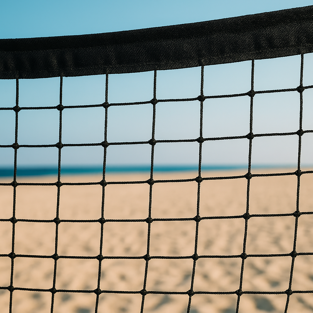 Сітка волейбольна пляжна безвузлова «Євро Еліт», сітка для пляжного волейболу, чорна сітка та чорна обшивка