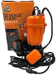 Насос Фекальний-дренажний DELTA QDA 1-1,1 з подрібнювачем та поплавком, 2" P=1,1 кВт, Q=10м3год, H=10М Польща