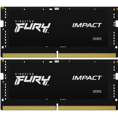 Модуль пам'яті для ноутбука SoDIMM DDR5 32GB (2x16GB) 5600 MHz Impact Black Kingston Fury (ex.HyperX) (KF556S40IBK2-32), фото 1