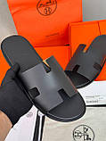 Сланці чоловічі чорні шкіряні шльопанці, фото 4