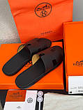 Сланці чоловічі чорні шкіряні шльопанці, фото 5