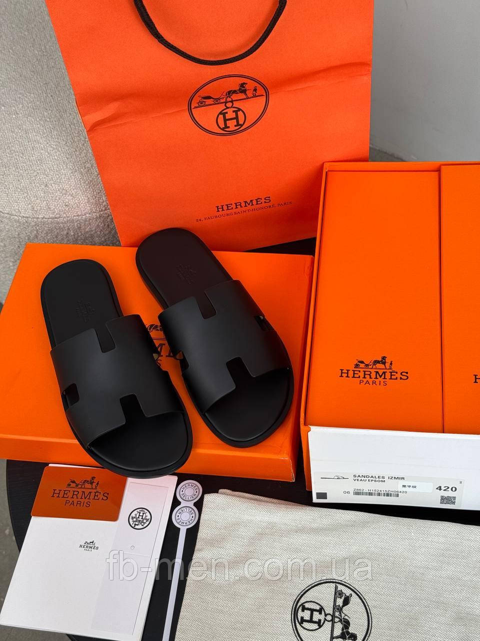 Сланці чоловічі чорні шкіряні шльопанці, фото 1