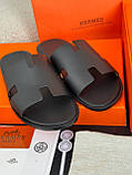 Сланці чоловічі чорні шкіряні шльопанці, фото 7