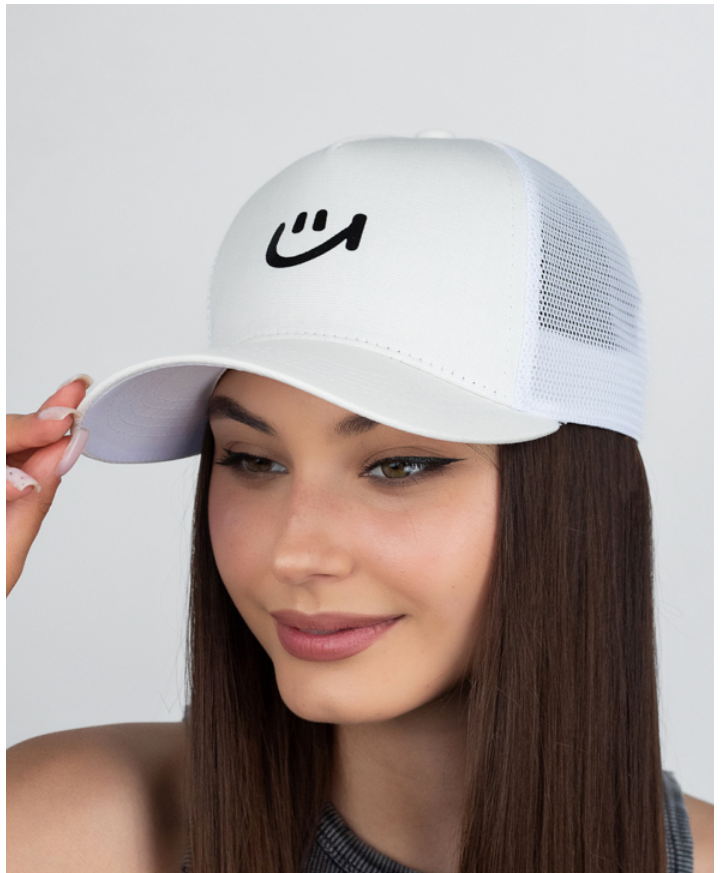 Бейсболка-трекерка жіноча літня із сіткою розмір 56-59 білий, фото 1