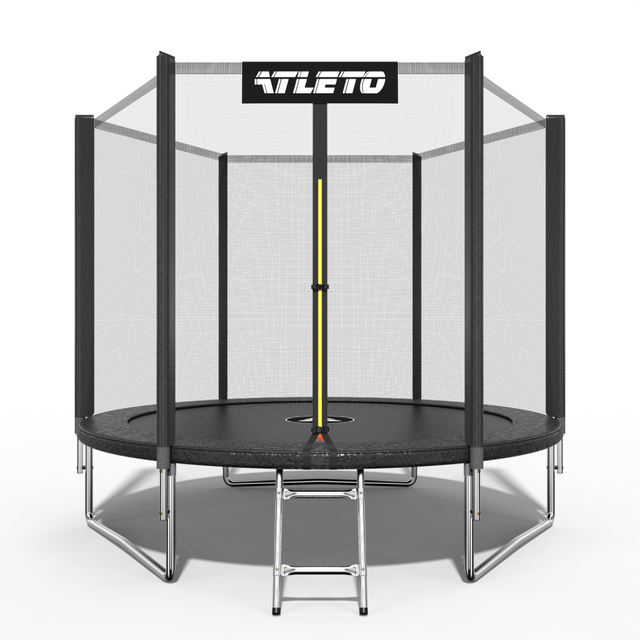 Дитячий батут Atleto 312 см з сіткою та драбинкою чорний