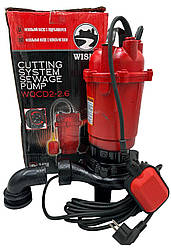 Насос фекальний Wisla WQCD 2-2,6-12 з подрібнювачем-ножем, чавун 2" з поплавцем 2,6 кВт, 12м3ч, H=12М, Польща