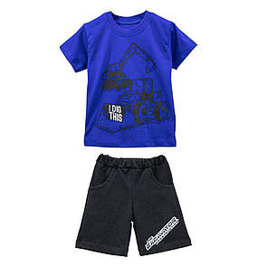 Літній комплект для хлопчика футболка+шорти Екскаватор кулір