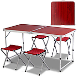 Портативний розкладний стіл для пікніка з чотирма стільцями Коричневий, фото 5