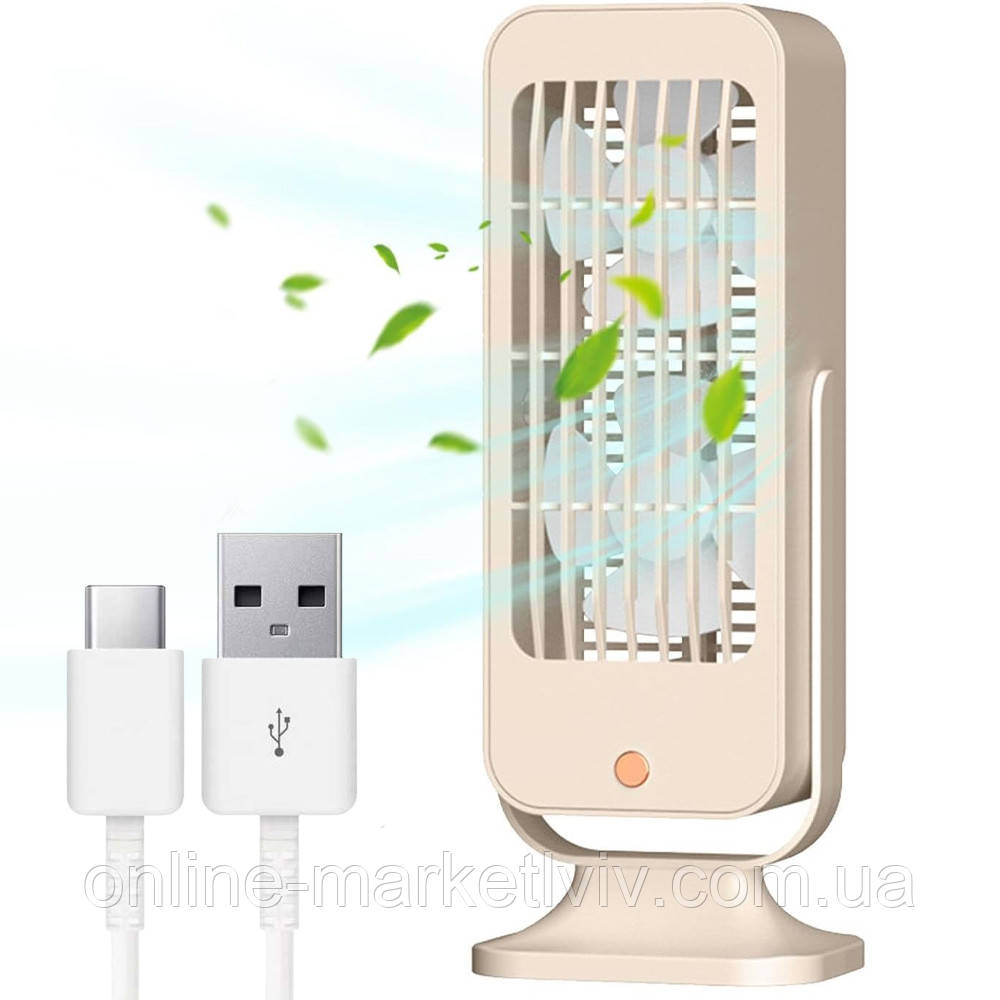 Настільний вентилятор акумуляторний, від USB / Портативний міні вентилятор на акумуляторі