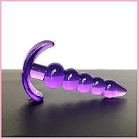 Анальний крок 12 см Фіолетовий, пробка шарикова, втулка плаг з обмежувачем, інтимні іграшки для анусу