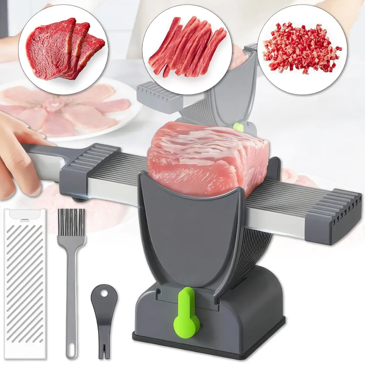 Ручний слайсер для нарізування продуктів із підставкою LY-824, фото 1