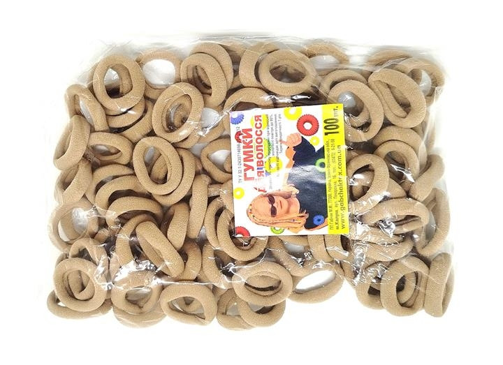 Гумки для волосся бежеві 100 шт., фото 1