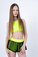 Топ та шорти подвійні для фітнесу на дівчинку з жовтого біфлексу р. 26-44