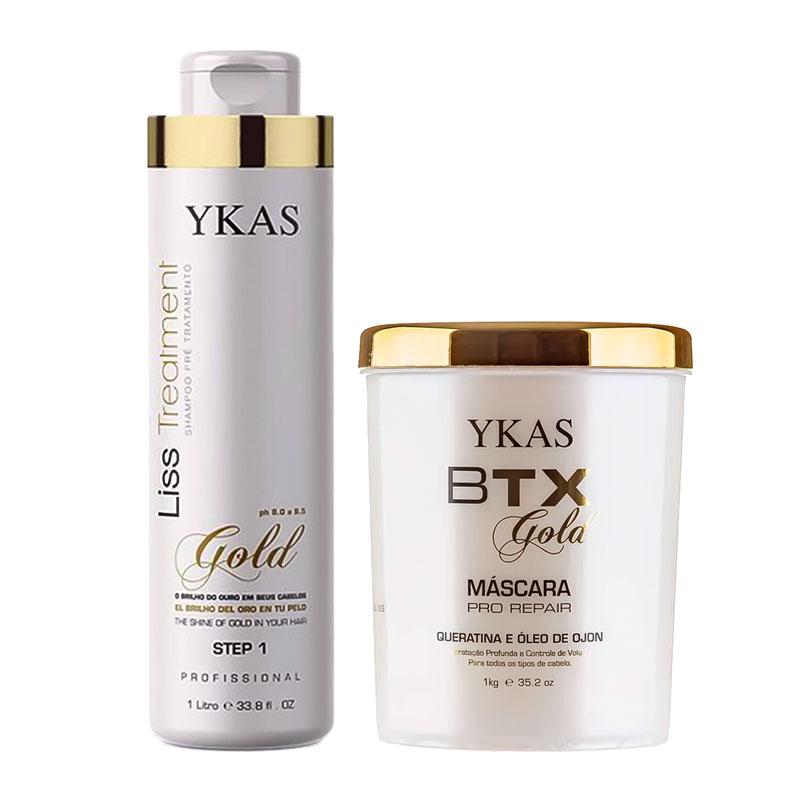 Бoтeкc для волосся Ykas Gold BBTOX Набір з шампунем глибокого очищення волосся, 2х1000 мл (заводські)