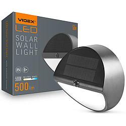 LED світильник автономний настінний VIDEX |5W, 500Lm, 5000K, IP54| Чорний (VL-BHSO-002-S)
