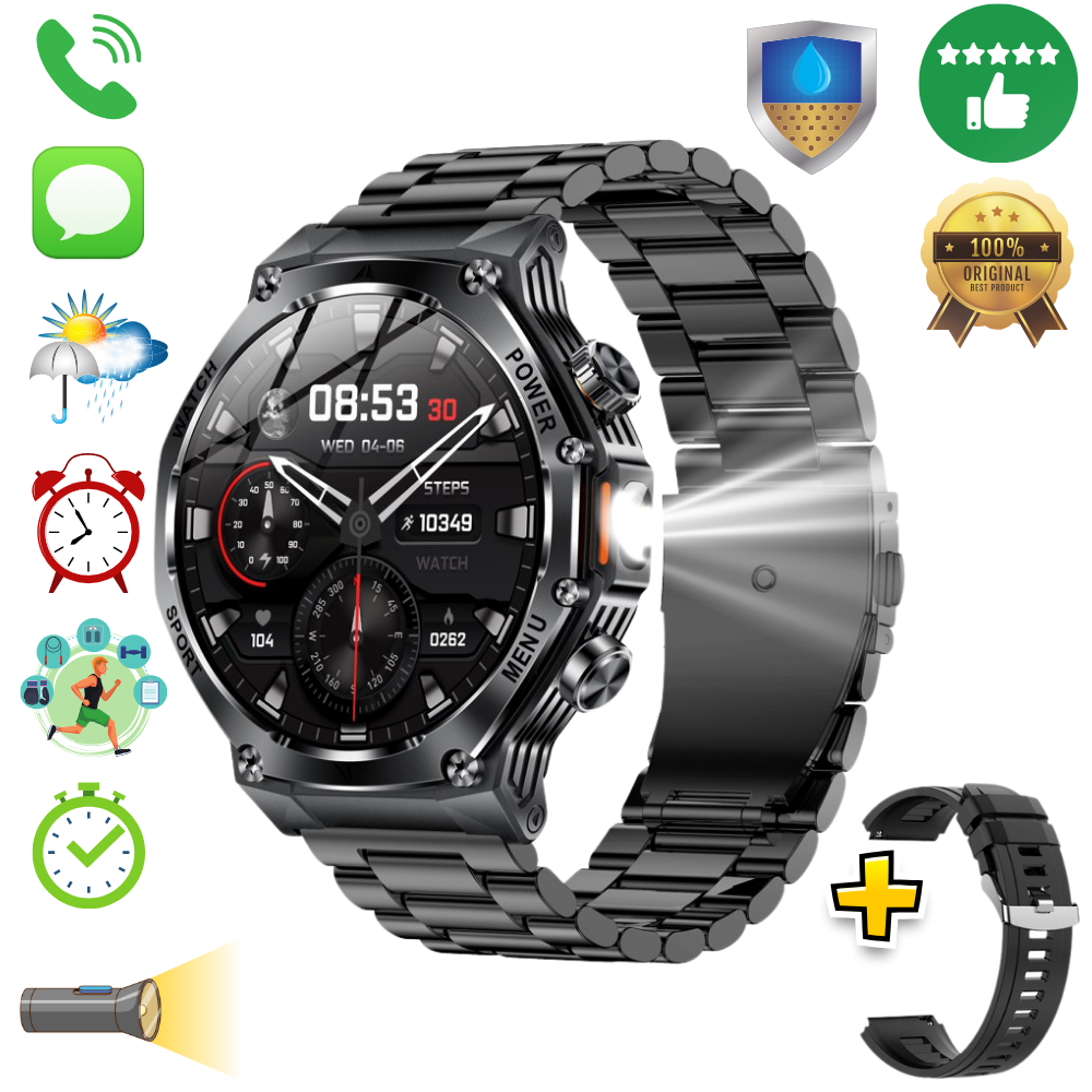 Смарт годинник чоловічий водонепроникний із захистом ip68 чорний розумний Smart Watch прийом дзвінків Modfit Titan-X, фото 1