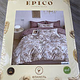 Сімейний комплект постільної білизни з простирадлом на резинцы з фланелі, дві підковдри, фото 3