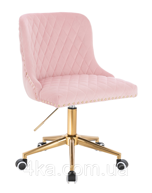 Крісло на колесах HR940K, велюр, пудра, база золото