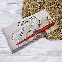 Набір для каліграфії, леттерингу, малюнка Перова ручка зі змінним пір'ям (5шт) Червоний матовий