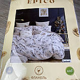 Сімейний комплект постільної білизни з простирадлом на резинцы з фланелі, дві підковдри, фото 2