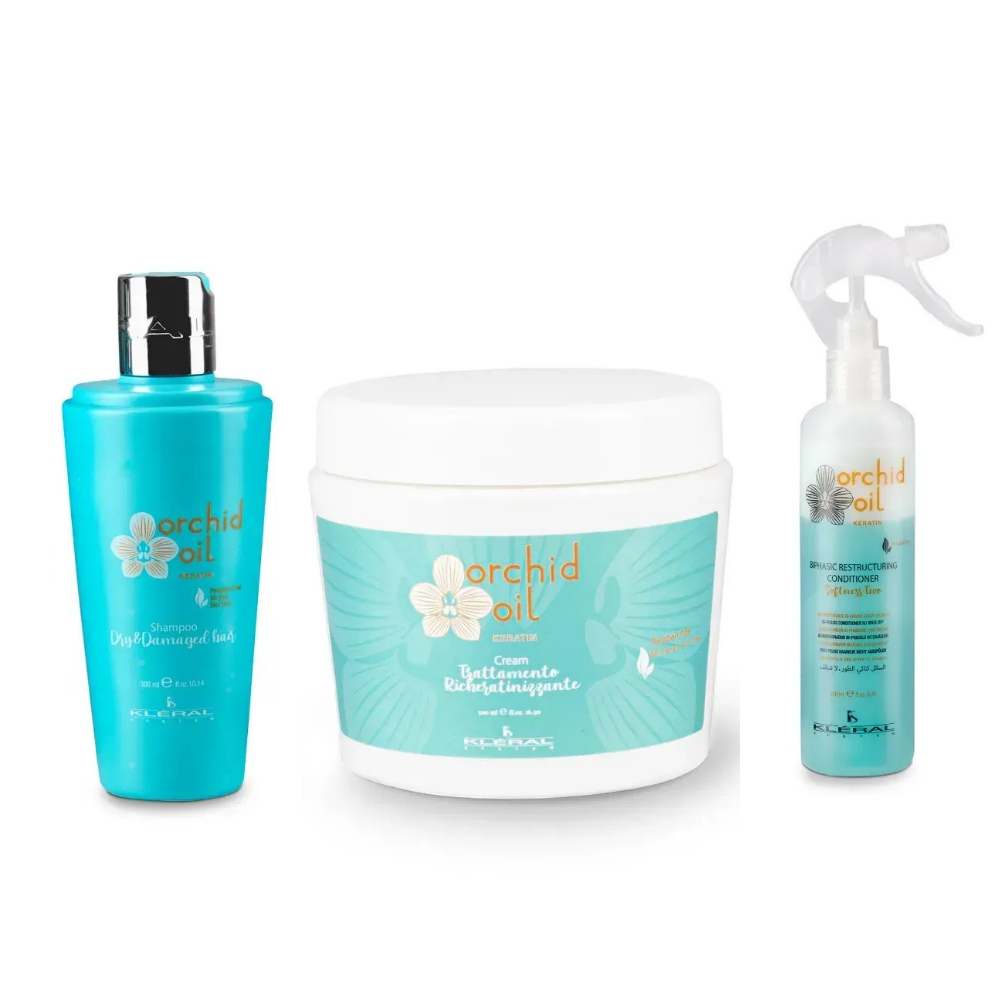 Набір для догляду за волоссям Kleral ORCHID OIL KERATIN: Шампунь DAMAGED HAIR 300 мл+Маска 500 мл+