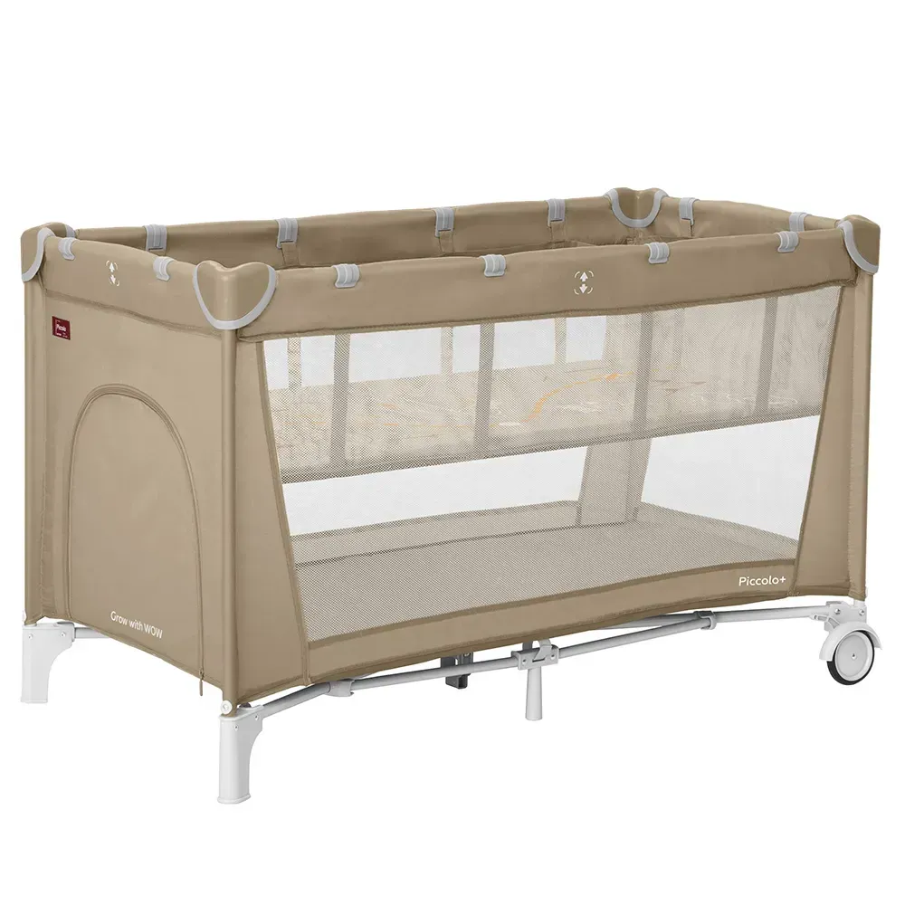 Манеж дитячий CARRELLO Piccolo+ CRL-18102 Sand Beige (Карелло Піколо), дворівневе дно, 125х65х69 см, фото 1