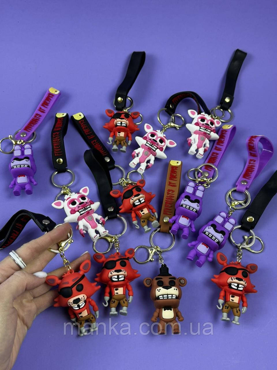 Брелок Аніматроніки фнаф Fnaff C 70850 герой, середня висота - 7 см, гума, кріплення, ремінець, фото 1