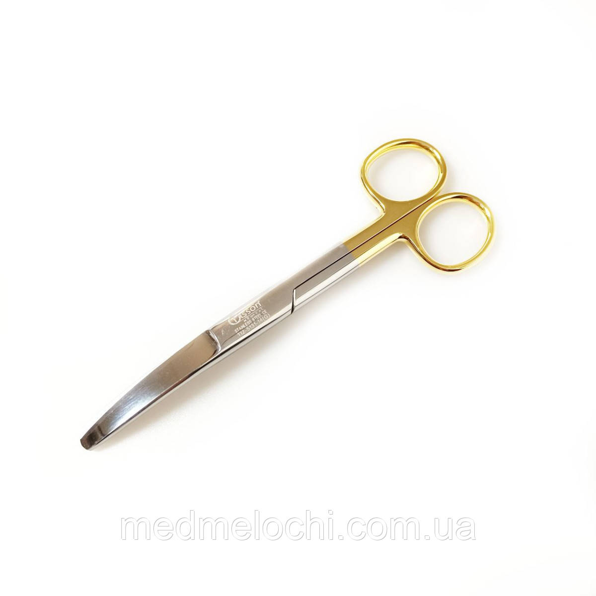 Операційні ножиці тупокінцеві, зігнуті Gold Series Tisson Medical. Довжина 14 см