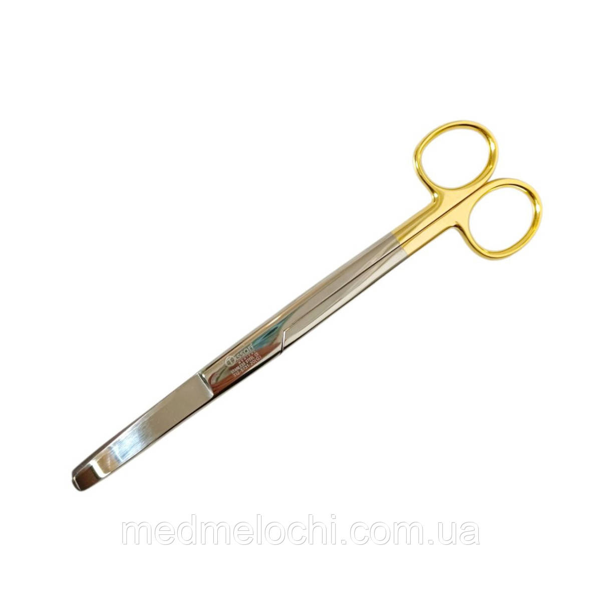 Операційні ножиці тупокінцеві, зігнуті Gold Series Tisson Medical. Довжина 20 см