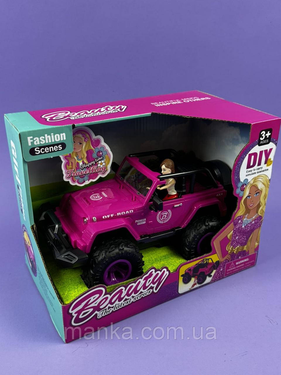 Машина рожева з лялькою для дівчинки 8018  звук, світло, висота ляльки 10 см, в коробці, фото 1