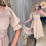 Мідіплаття з мусліну з верхом гумкою та рукавами ліхтариками (р. 42-52) 2035994, фото 3