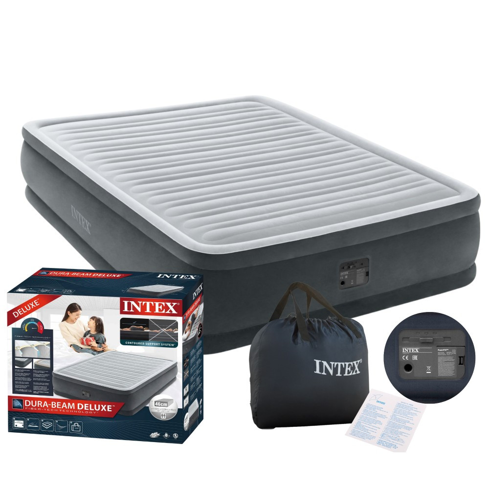 Надувне двоспальне ліжко Intex 67770 з електронасосом (203×152×33 см)