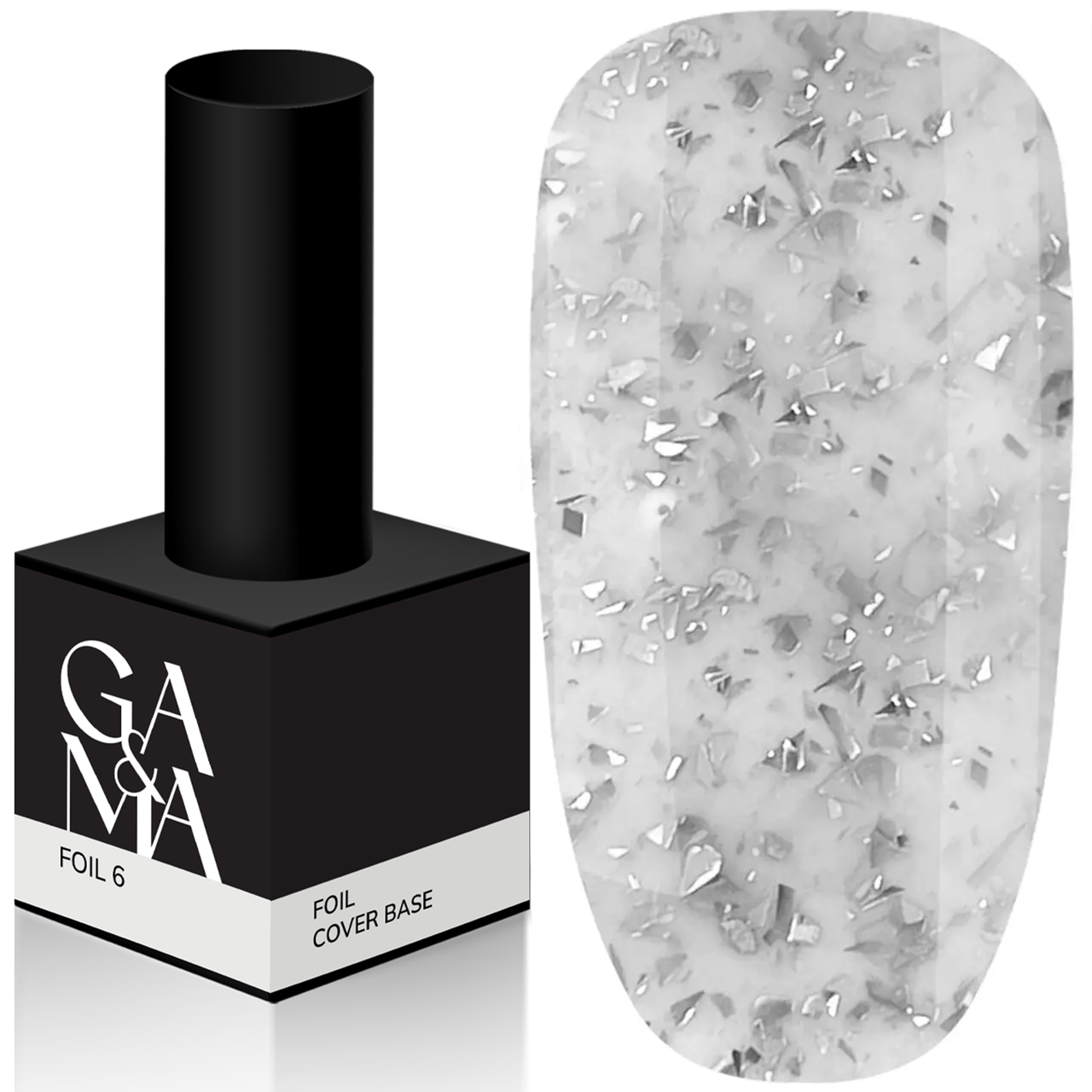 Камуфлююча база GaMa Cover Foil Base №006, 15 мл молочна з сріблястою поталлю