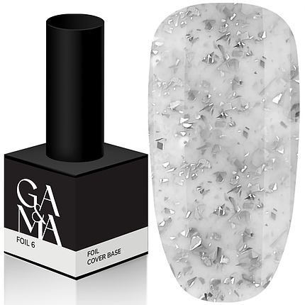 Камуфлююча база GaMa Cover Foil Base №006, 15 мл молочна з сріблястою поталлю, фото 1