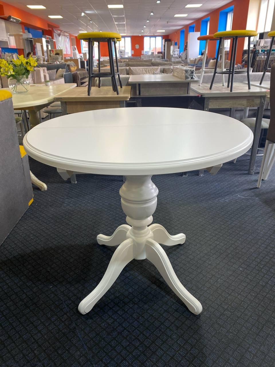 Стіл обідній розкладний дерево Гермес 750х900 мм Круглий обідній стіл Дерев'яний круглий стіл