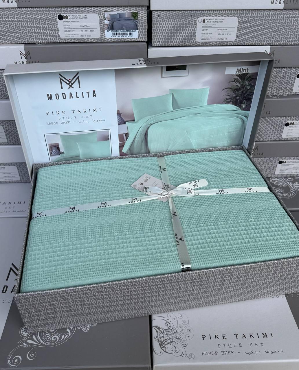 Постільна білизна з вафельним покривалом Євро