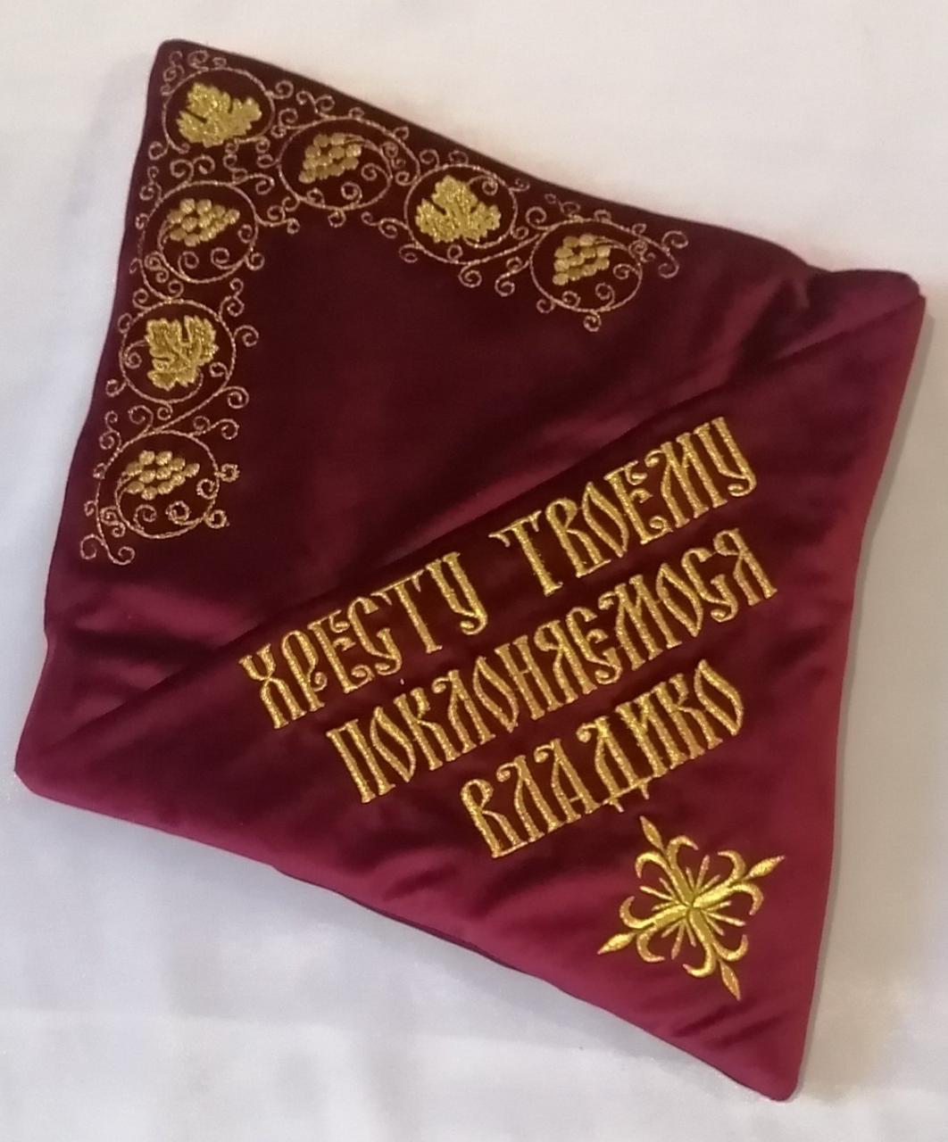 Церковна подушка під хрест, тканина жасмин (Розмір 46*35см)