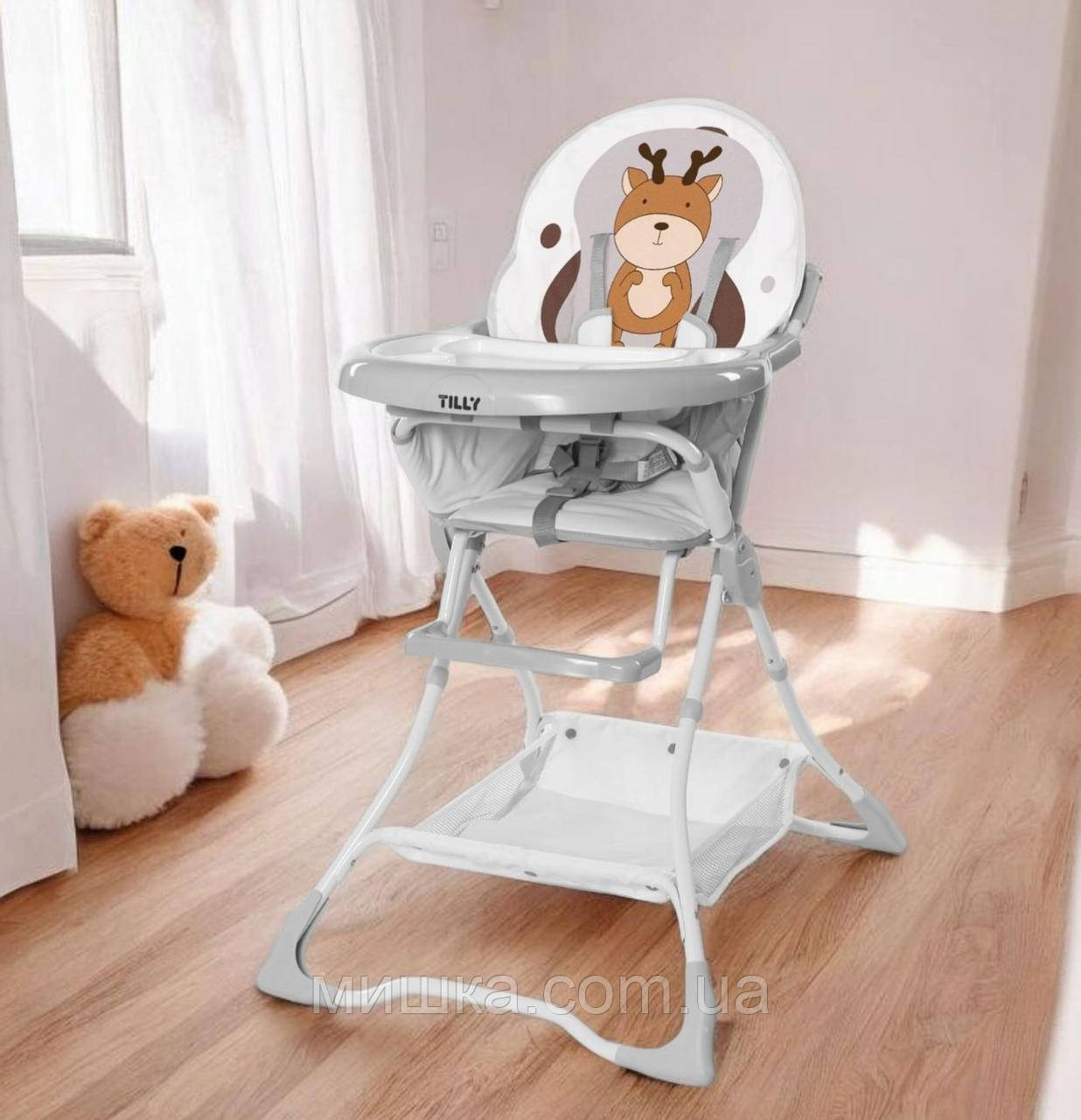 Стілець для годування TILLY Buddy T-633/2 Brown Deer, чохол, що знімається, 5-ти точкові ремені, фото 1