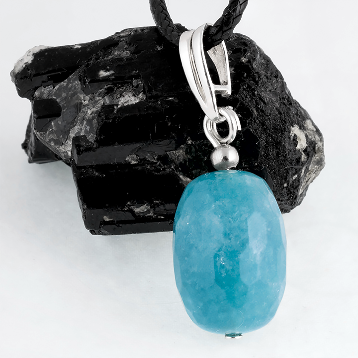 Аквамарин, срібло, кулон, 292КЛА