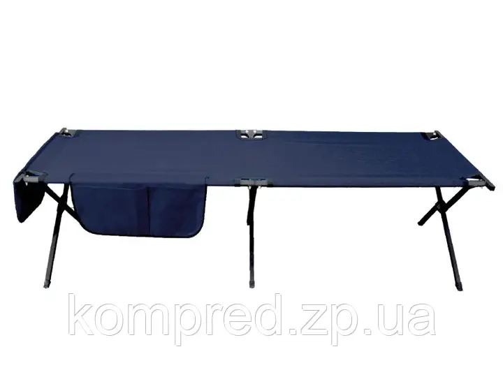 Розкладачка туристична польова з кишенями синя Kompred OL642/3