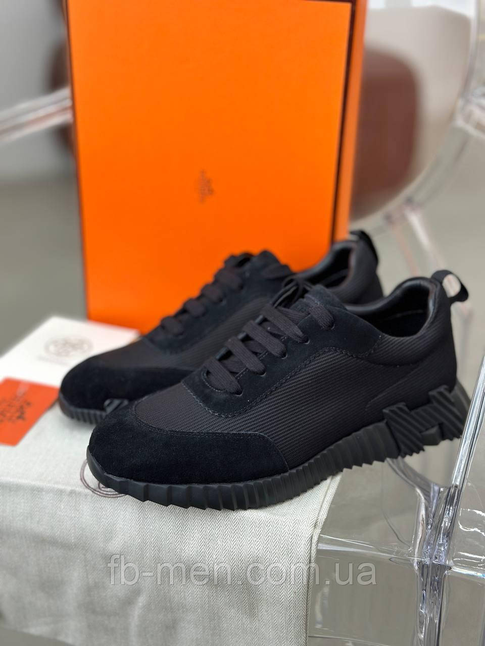 Кросівки Bouncing Black чоловічі чорні шкіра замша та текстиль
